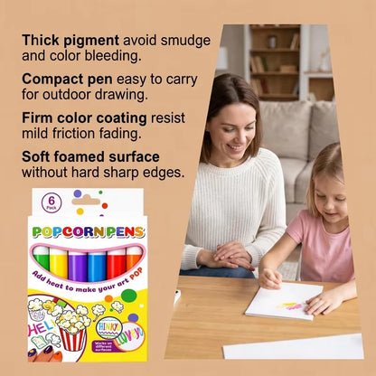 Magic Popcorn Pen, DIY Bubble Popcorn Drawing Pens, 3D Puffy Embellish Decorate Graffiti Stationery for Cards Kids Christmas