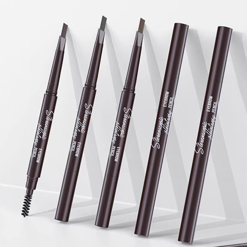 2 in 1 Double-Headed Triangle Waterproof Eyebrow Pencil Durable Long Lasting Beginner-Friendly Women'S Makeup Eye Brow Pen