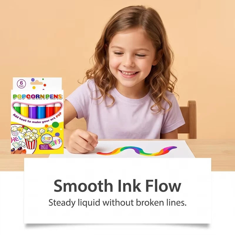 Magic Popcorn Pen, DIY Bubble Popcorn Drawing Pens, 3D Puffy Embellish Decorate Graffiti Stationery for Cards Kids Christmas