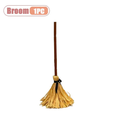 1-4PCS Excellent Glowing Witch Broom with Sound and Self Jumping Action for Halloween Party Gift Decoration Indoor Celebration