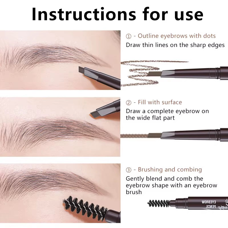 2 in 1 Double-Headed Triangle Waterproof Eyebrow Pencil Durable Long Lasting Beginner-Friendly Women'S Makeup Eye Brow Pen