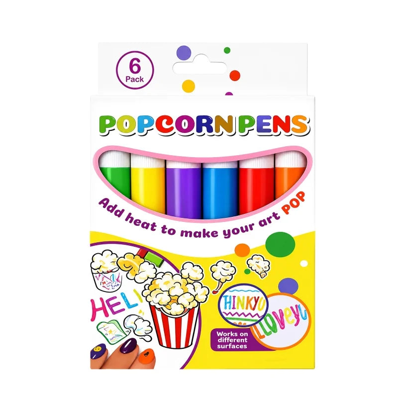 Magic Popcorn Pen, DIY Bubble Popcorn Drawing Pens, 3D Puffy Embellish Decorate Graffiti Stationery for Cards Kids Christmas