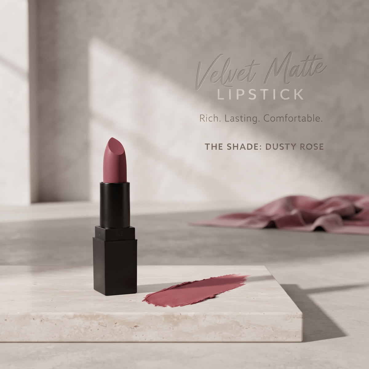 Velvet Pout Matte Lipstick — elegant and descriptive