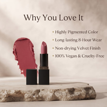 Velvet Pout Matte Lipstick — elegant and descriptive