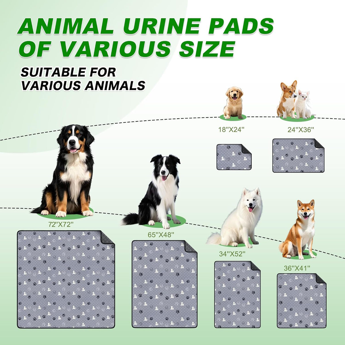 Washable Pee Pads for Dogs, Waterproof, 18 X 24 In, 4 Pack, Gray