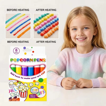 Magic Popcorn Pen, DIY Bubble Popcorn Drawing Pens, 3D Puffy Embellish Decorate Graffiti Stationery for Cards Kids Christmas